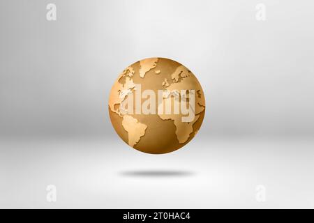 Old paper world globe isolated on white background. 3D illustration ...