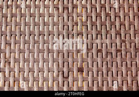 Background with texture of old woven bamboo. Wicker rattan background in vintage style. Photo in high quality Stock Photo