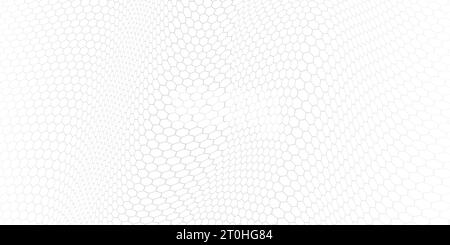 Hexagon waves banner. Hexagon texture. Dna pattern, simple background, techno molecule waves, abstract scientific net, 3d dynamic lines. Honeycomb particles. Scientific wallpaper vector digital design Stock Vector