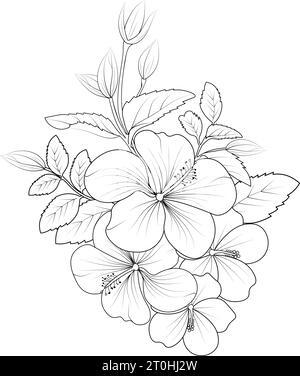 hibiscus flower zen doodle tattoo design, realistic hibiscus outline ...