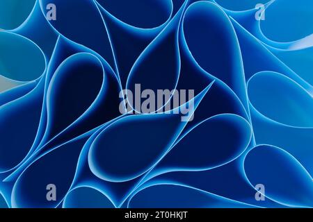 Abstract, blue paper background with smooth lines Stock Photo