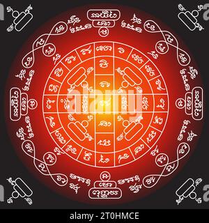 Thai talisman traditional tattoo,Sak Yan talisman traditional Thai tattoo.It's antique pattern. Have the various power and protection. Stock Vector