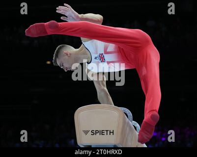 Antwerp, Belgium. 07th Oct, 2023. pictured in action at the pommel horse during the apparatus finals at the Artistic Gymnastics World Championships, in Antwerp, Saturday 07 October 2023. The Worlds take place in Antwerp from 30 September to 08 October. BELGA PHOTO BENOIT DOPPAGNE Credit: Belga News Agency/Alamy Live News Stock Photo