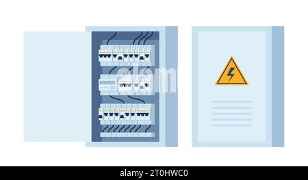 Electrical panel with switches, fuse, contactor, wire, automatic ...