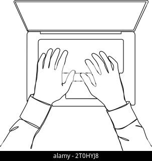 Typing hands on keyboard doodle outline illustration Stock Vector Image ...