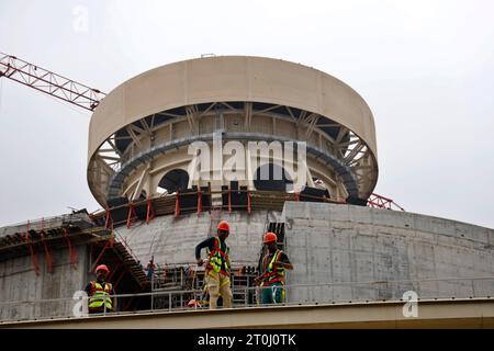 Pabna, Bangladesh - October 04, 2023: The under Construction of Rooppur Nuclear Power Plant at Ishwardi in Pabna, Bangladesh. Ruppur Nuclear power pla Stock Photo