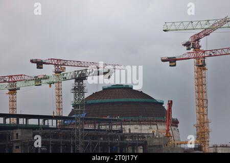 Pabna, Bangladesh - October 04, 2023: The under Construction of Rooppur Nuclear Power Plant at Ishwardi in Pabna, Bangladesh. Ruppur Nuclear power pla Stock Photo