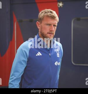 London, UK. 07th Oct, 2023. Joe Worrall of Nottingham Forest arrives at the ground during the Premier League match between Crystal Palace and Nottingham Forest at Selhurst Park, London, England on 7 October 2023. Photo by Ken Sparks. Editorial use only, license required for commercial use. No use in betting, games or a single club/league/player publications. Credit: UK Sports Pics Ltd/Alamy Live News Stock Photo