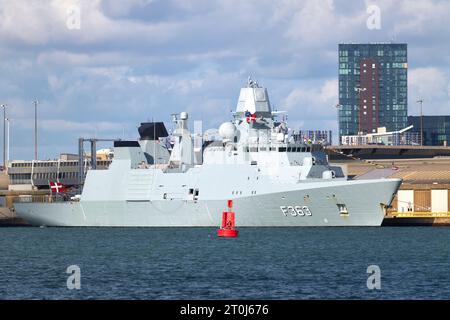 The Frigate Niels Juel is docked in the harbor in Korsoer on Thursday ...