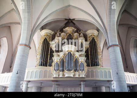 The baroque organ of the Catholic parish church of St. Johannes Baptist, Borgentreich, Höxter district, North Rhine-Westphalia, Germany, Europe Stock Photo