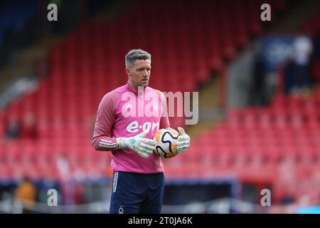 Selhurst Park, Selhurst, London, UK. 7th Oct, 2023. Premier League Football, Crystal Palace versus Nottingham Forest; goalkeeper Wayne Hennessey of Nottingham Forest warms up ahead of kick-off Credit: Action Plus Sports/Alamy Live News Stock Photo