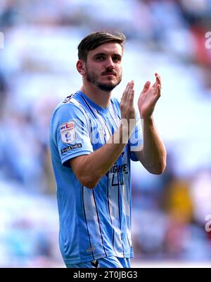 Coventry City's Liam Kitching applauds the fans after the Sky Bet ...