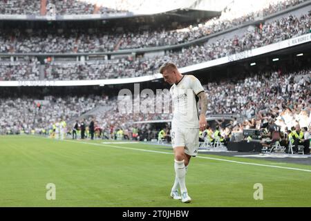 Toni Kroos of Real Madrid CF during the La Liga match between Real Madrid  and CA Osasuna played at Santiago Bernabeu Stadium on October 7, 2023 in  Madrid, Spain. (Photo by Cesar