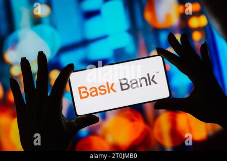 In this photo illustration, the Bask Bank logo is displayed on a ...