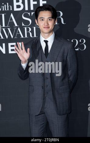 Busan, South Korea. 5th Oct, 2023. South Korean actor and singer Do Kyung-soo, (stage name: DO), member of K-Pop boy band EXO, attends red carpet for the 12th BIFF with Marie Claire Asia Star Awards 2023 at Haeundae Grand hotel in Busan, South Korea on October 5, 2023. The award is organized by Marie Claire magazine as part of Busan International Film Festival. (Photo by: Lee Young-ho/Sipa USA) Credit: Sipa USA/Alamy Live News Stock Photo