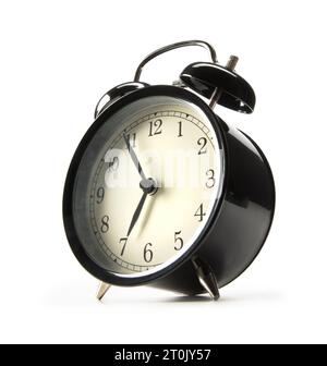 Old-fashioned alarm clock on white background Stock Photo