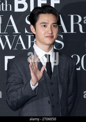 Busan, South Korea. 5th Oct, 2023. South Korean actor and singer Do Kyung-soo, (stage name: DO), member of K-Pop boy band EXO, attends red carpet for the 12th BIFF with Marie Claire Asia Star Awards 2023 at Haeundae Grand hotel in Busan, South Korea on October 5, 2023. The award is organized by Marie Claire magazine as part of Busan International Film Festival. (Photo by: Lee Young-ho/Sipa USA) Credit: Sipa USA/Alamy Live News Stock Photo