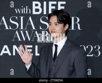 Busan, South Korea. 5th Oct, 2023. South Korean actor and singer Do Kyung-soo, (stage name: DO), member of K-Pop boy band EXO, attends red carpet for the 12th BIFF with Marie Claire Asia Star Awards 2023 at Haeundae Grand hotel in Busan, South Korea on October 5, 2023. The award is organized by Marie Claire magazine as part of Busan International Film Festival. (Photo by: Lee Young-ho/Sipa USA) Credit: Sipa USA/Alamy Live News Stock Photo