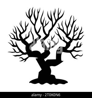 Add an eerie twist to your Halloween designs with creepy tree icon – a hauntingly beautiful touch for a spooky night Stock Vector