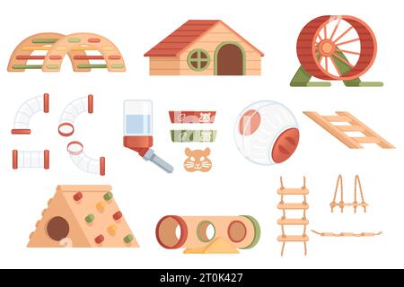 Set of items for pet care vector illustration isolated on white background Stock Vector