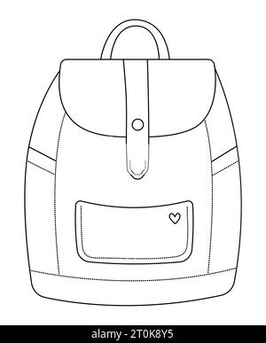 Black line backpack in minimal style, cute vector illustration Stock Vector