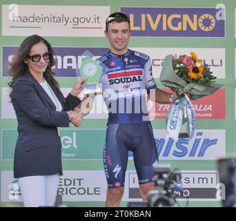 Bergamo, Italy. 07th Oct, 2023. Andrea Bagioli splendid second place in the Giro della Lombardia, his first podium in a great classic. Credit: Independent Photo Agency/Alamy Live News Stock Photo