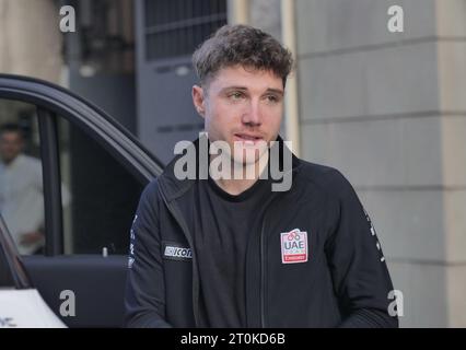 Bergamo, Italy. 07th Oct, 2023. Marc Hirschi of the UAE team after participating in the 2023 Tour of Lombardy won by his teammate Tadej Pogacar Credit: Independent Photo Agency/Alamy Live News Stock Photo