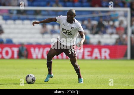 Cardiff, UK. 07th Oct, 2023. Edo Kayembe of Watford in action. EFL Skybet championship match, Cardiff city v Watford at the Cardiff City Stadium in Cardiff, Wales on Saturday 7th October 2023. this image may only be used for Editorial purposes. Editorial use only, pic by Andrew Orchard/Andrew Orchard sports photography/Alamy Live news Credit: Andrew Orchard sports photography/Alamy Live News Stock Photo