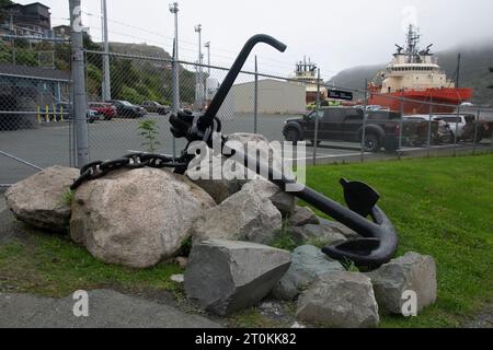 Admiralty anchor display at the port in St. John's, Newfoundland & Labrador, Canada Stock Photo