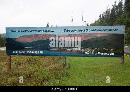 Your Gros Morne adventure begins sign in Deer Lake, Newfoundland & Labrador, Canada Stock Photo