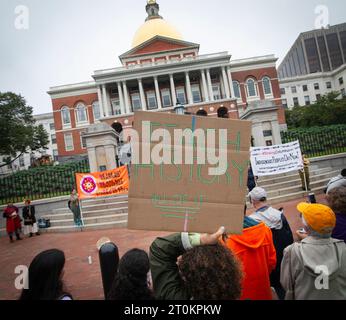 Indigenous Peoples Day, Boston, Massachusetts, USA. 7th Oct. 2023.  About 100 people demonstrated and marched through central Boston in support of renaming the United States National holiday of Columbus Day to Indigenous Peoples Day.  Credit: Chuck Nacke / Alamy Live News Stock Photo