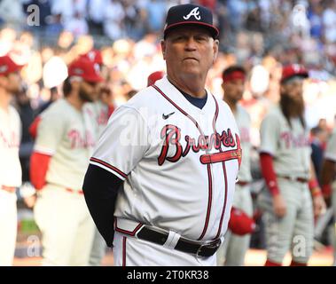 Atlanta, United States. 07th Oct, 2023. Atlanta Braves manager Brian Snitker stands on the field before the start of game one of an MLB National League Division Series against the Philadelphia Phillies in Truist Park in Atlanta on Saturday, October 7, 2023. Photo by Scott Cunningham/UPI Credit: UPI/Alamy Live News Stock Photo