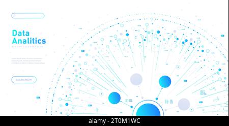 Data analytics white vector banner Stock Vector