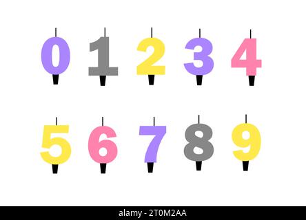 Festive decorations numbers candles vector line Stock Vector