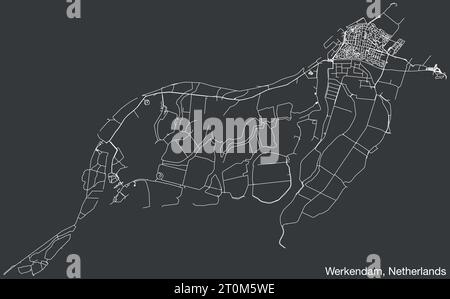 Street roads map of WERKENDAM, NETHERLANDS Stock Vector