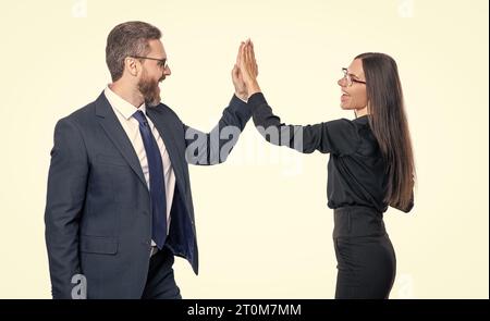 photo of business deal at negotiation. business deal at negotiation isolated on white background Stock Photo