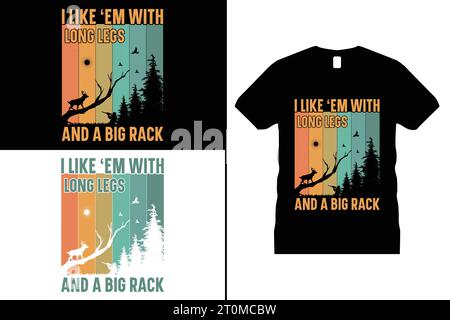 Funny Hunting Tshirt Design Deer Animal Gifts Black Shirts for Men Women Stock Vector