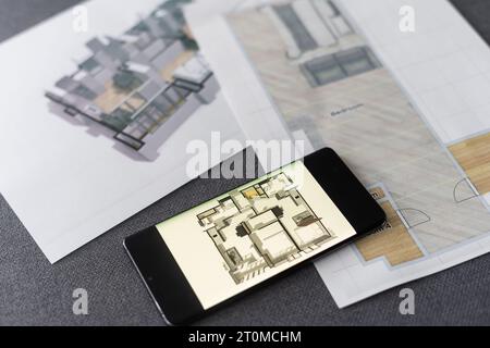 Designer working at new mobile applications Stock Photo