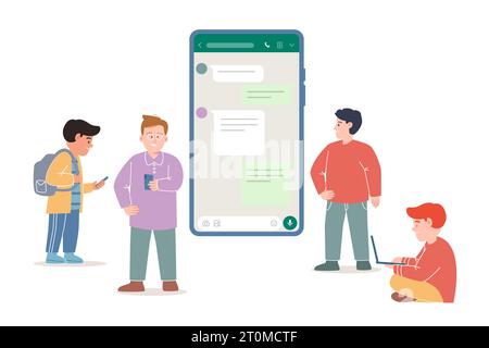 Chat discussion smartphone mobile application young balloon interface dialog speech communication Stock Vector