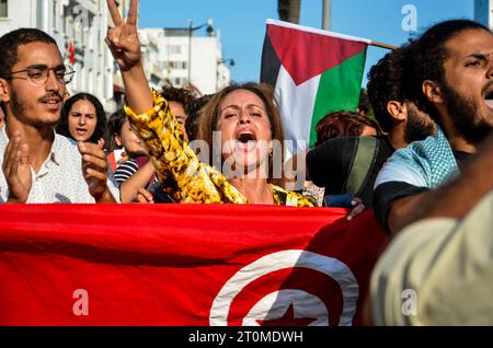 October 7, 2023: Tunis, Tunisia. 07 October 2023. A demonstration is