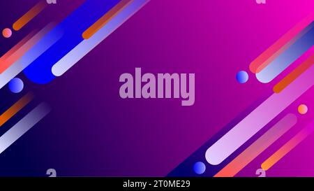Twilight purple blue and pink gradient copy space background with geometric shapes. Stock Vector