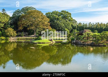 Korakuen, one of the Three Great Gardens of Japan located in Okayama city Stock Photo