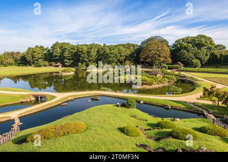 Korakuen, one of the Three Great Gardens of Japan located in Okayama city Stock Photo