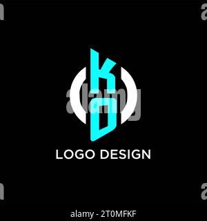 KO circle monogram logo design ideas Stock Vector