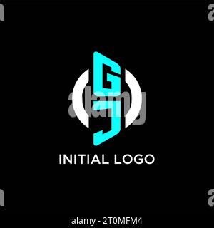 GJ circle monogram logo design ideas Stock Vector