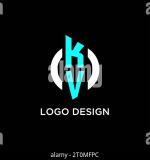 KV circle monogram logo design ideas Stock Vector