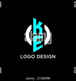 KE circle monogram logo design ideas Stock Vector