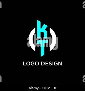 KT circle monogram logo design ideas Stock Vector