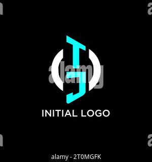 TJ circle monogram logo design ideas Stock Vector