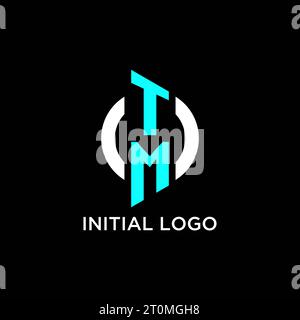 TM circle monogram logo design ideas Stock Vector